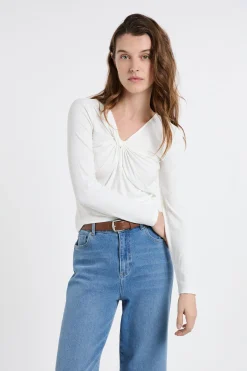 T-shirt effet drapé côtelé