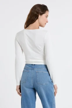 T-shirt effet drapé côtelé