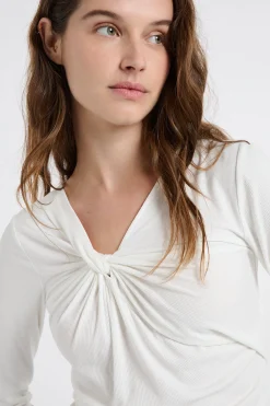 T-shirt effet drapé côtelé