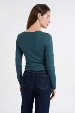 T-shirt effet drapé côtelé