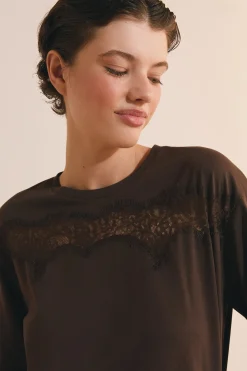 T-shirt en coton avec détail dentelle