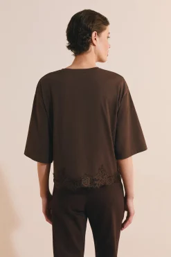 T-shirt en coton avec détail dentelle