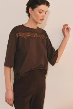 T-shirt en coton avec détail dentelle