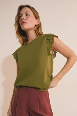 T-shirt en coton avec détails brodés