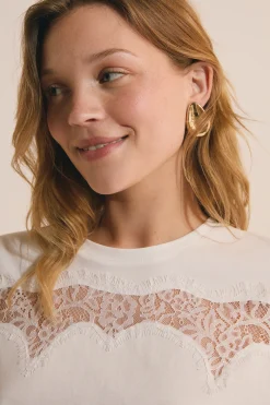 T-shirt en coton avec détails dentelle