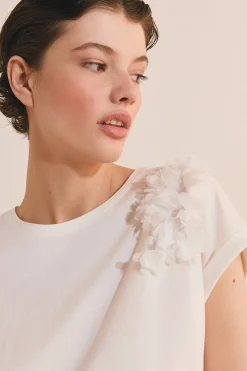 T-shirt en coton avec fleurs