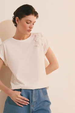 T-shirt en coton avec fleurs