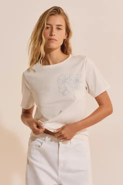 T-shirt en coton avec motif fleur