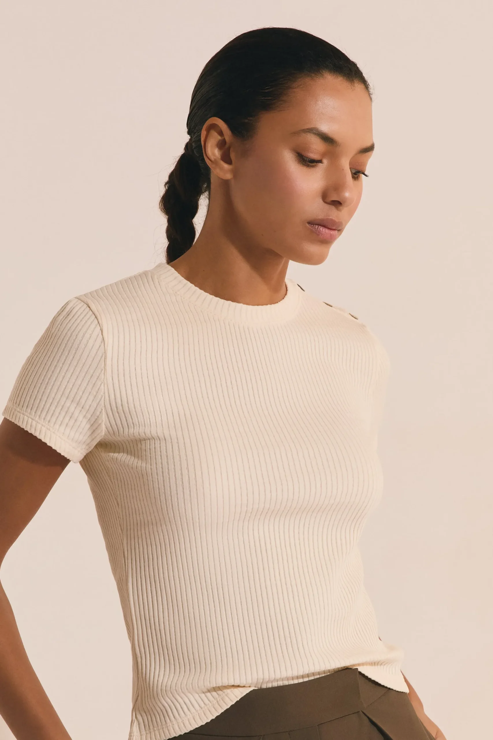 T-shirt en coton côtelé