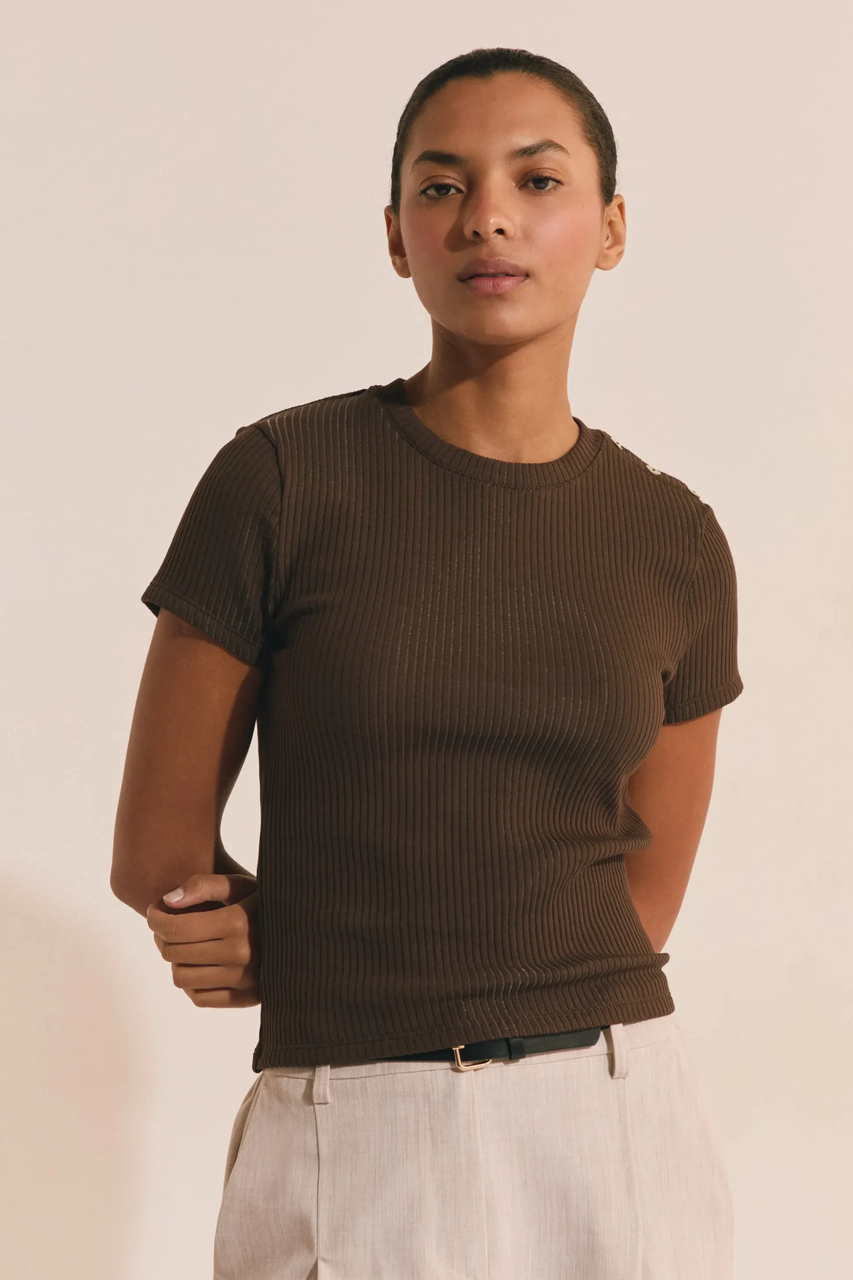 T-shirt en coton côtelé