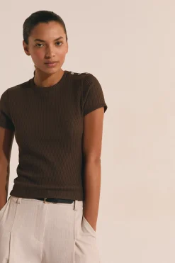 T-shirt en coton côtelé