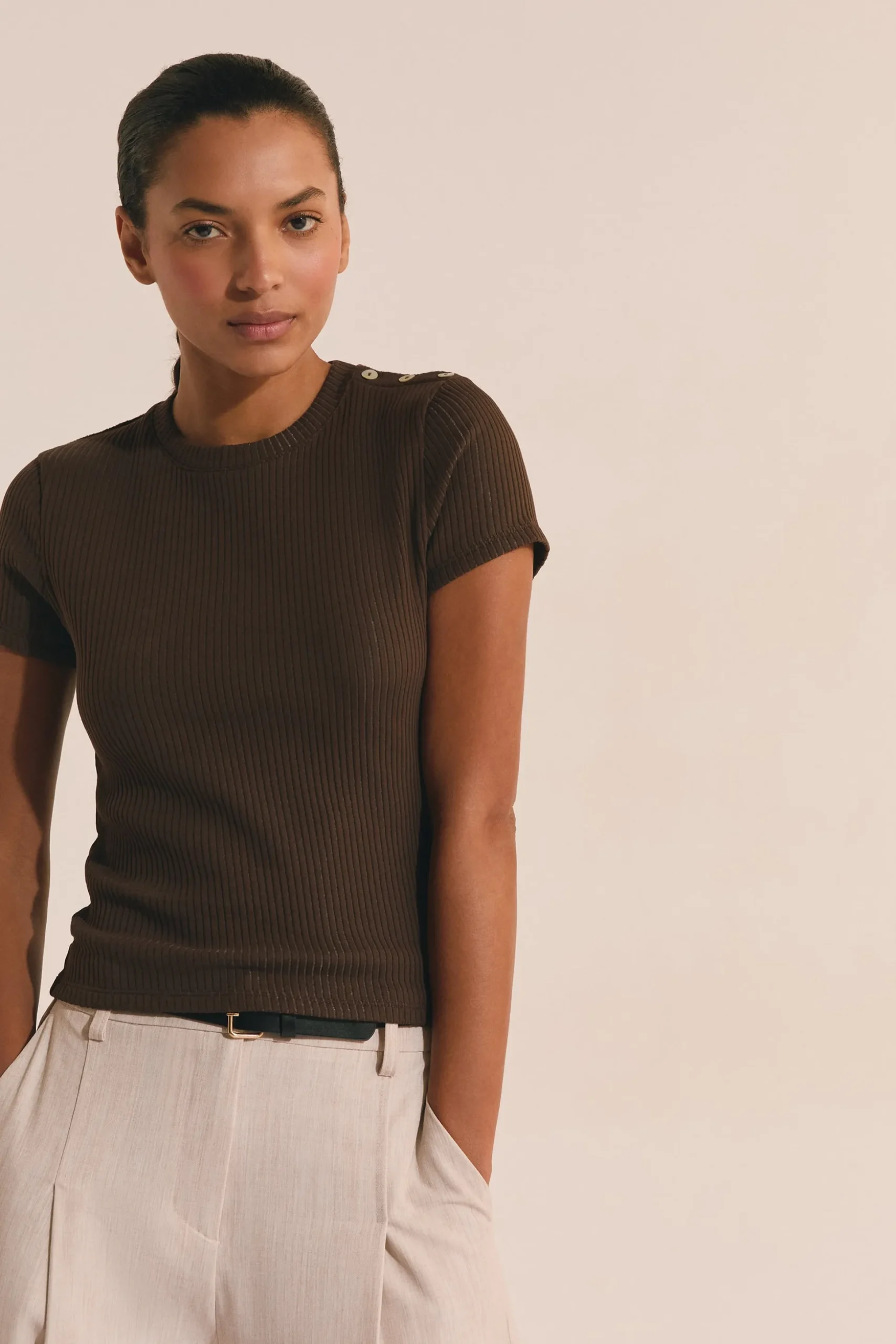 T-shirt en coton côtelé
