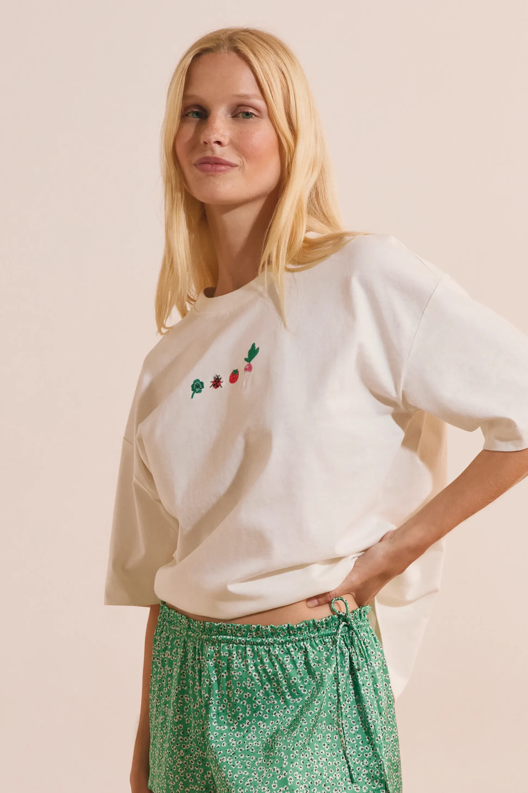 T-shirt en coton à motifs