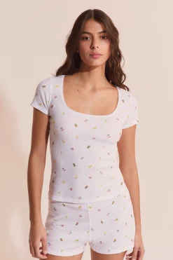 T-shirt gaufré en coton à motifs fruits