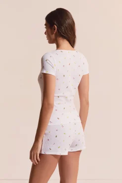 T-shirt gaufré en coton à motifs fruits