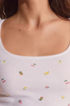 T-shirt gaufré en coton à motifs fruits