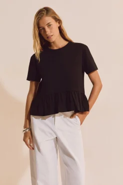 T-shirt manches courtes effet peplum