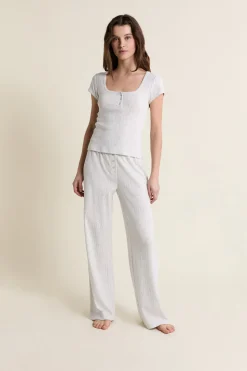 T-shirt manches courtes en coton pointelle