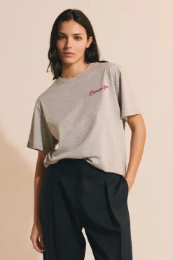 T-shirt manches courtes en coton brodé