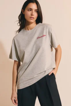 T-shirt manches courtes en coton brodé