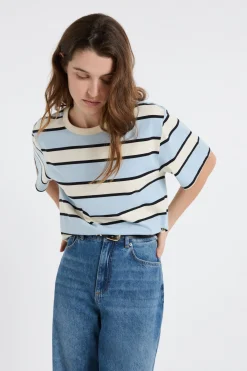 T-shirt manches courtes rayé en coton