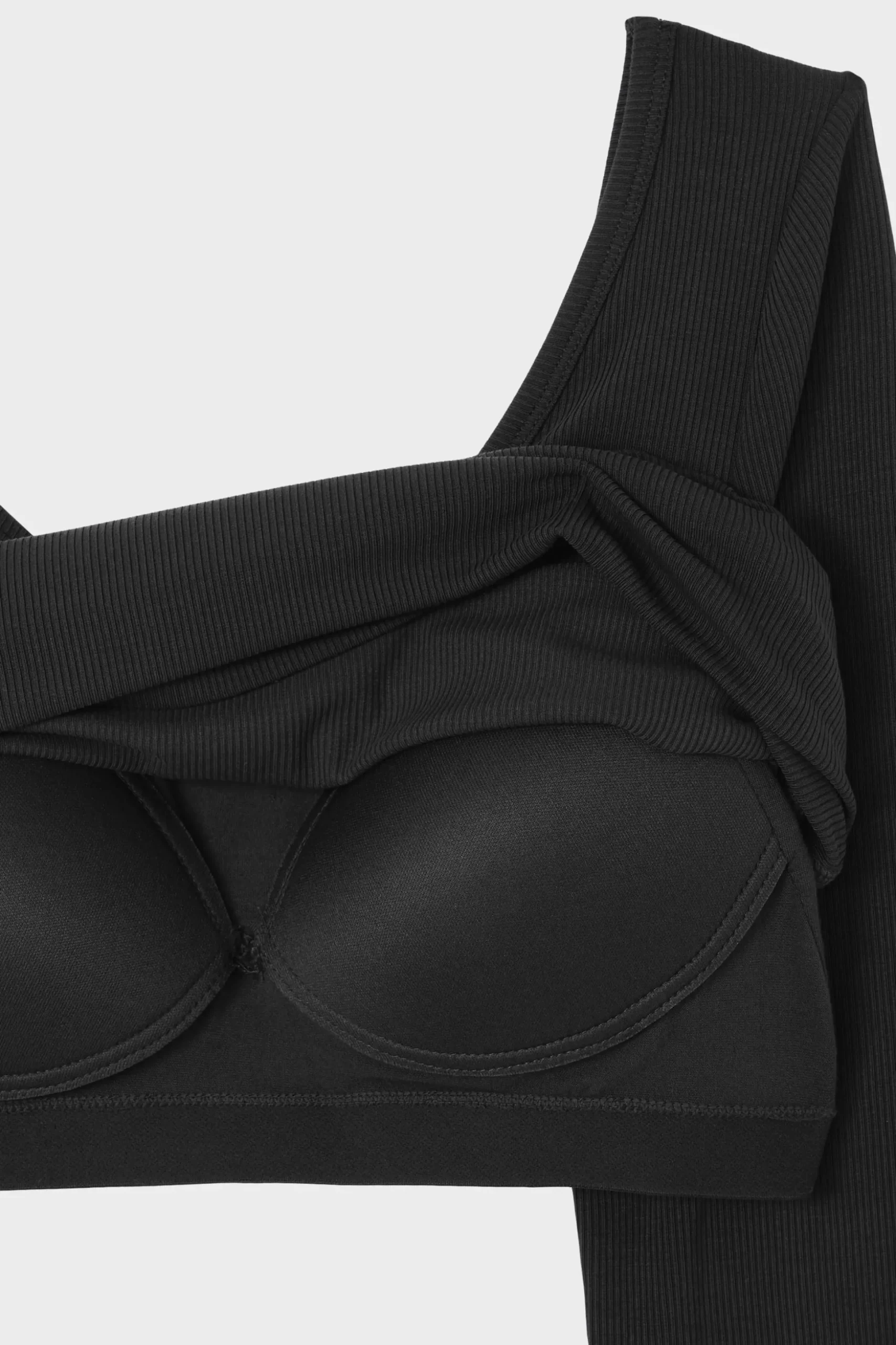 T-shirt manches longues col danseuse avec brassière intégrée