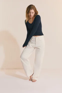 T-shirt manches longues col danseuse avec brassière intégrée