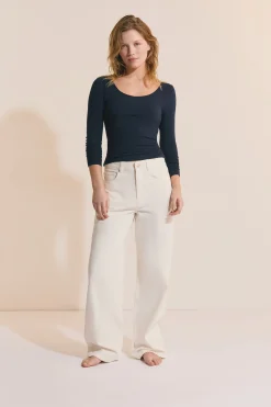 T-shirt manches longues col danseuse avec brassière intégrée