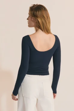 T-shirt manches longues col danseuse avec brassière intégrée