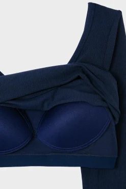 T-shirt manches longues col danseuse avec brassière intégrée