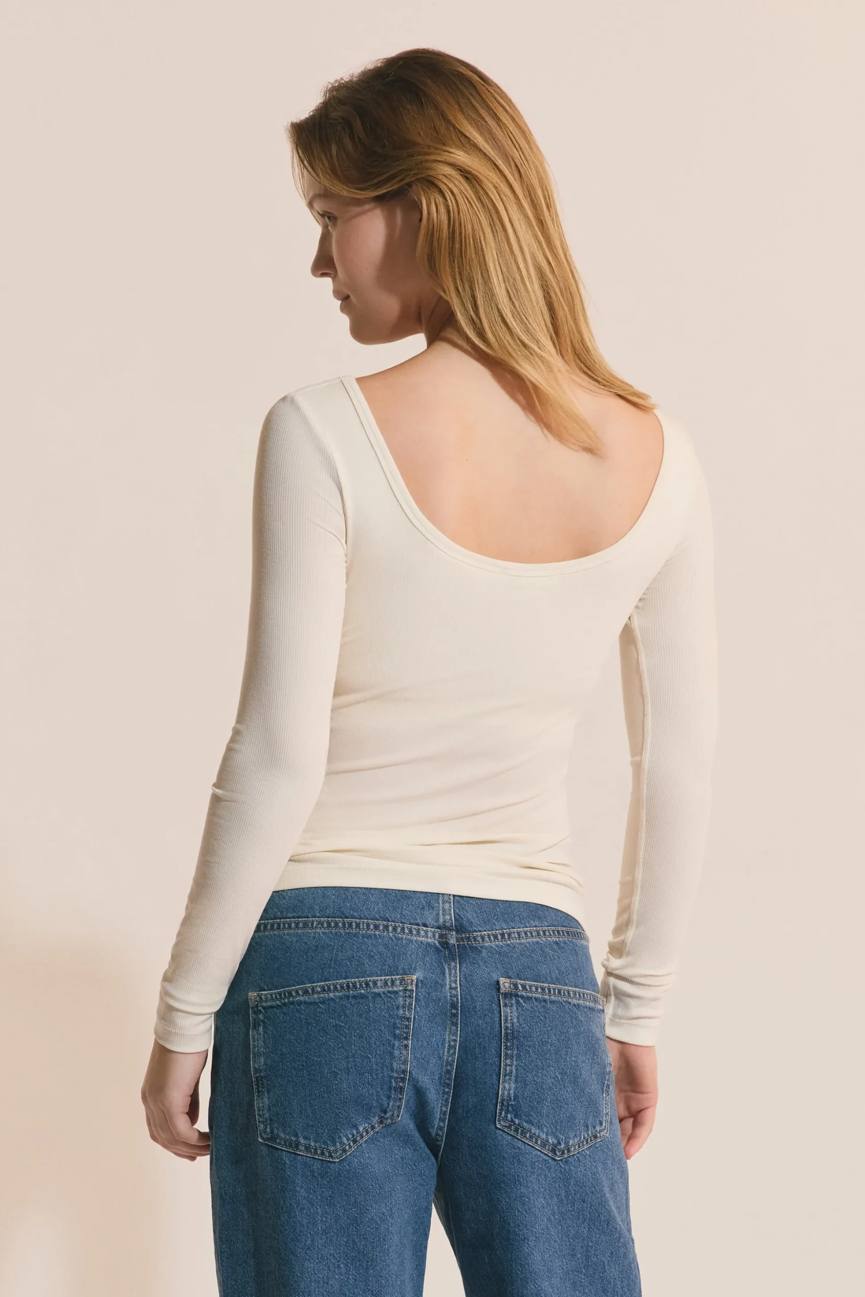 T-shirt manches longues col danseuse avec brassière intégrée