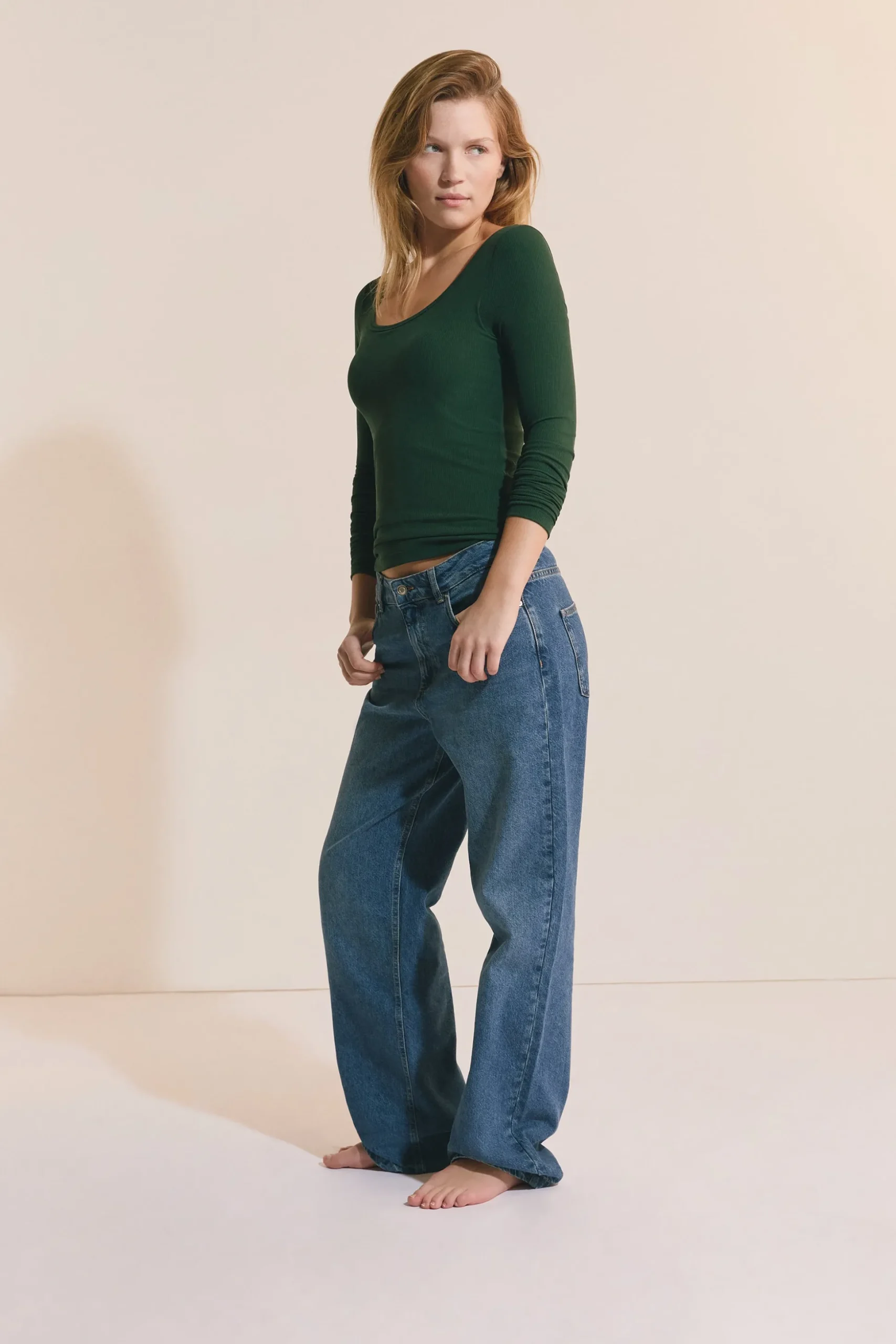 T-shirt manches longues col danseuse avec brassière intégrée