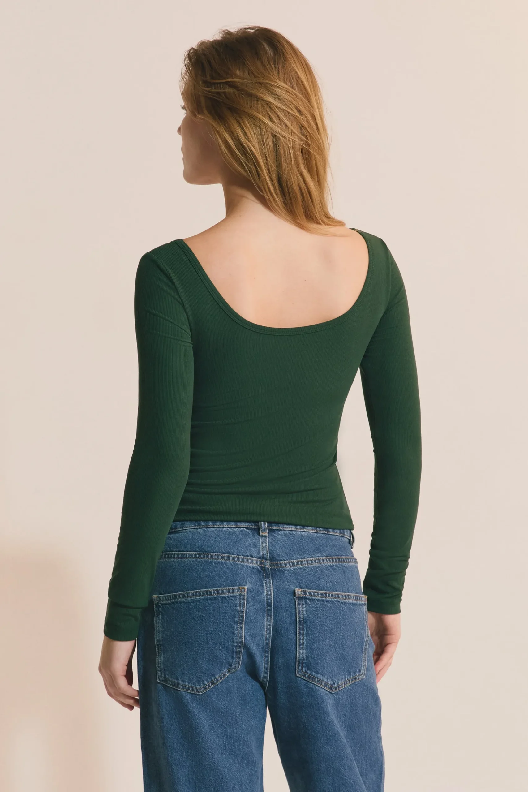 T-shirt manches longues col danseuse avec brassière intégrée