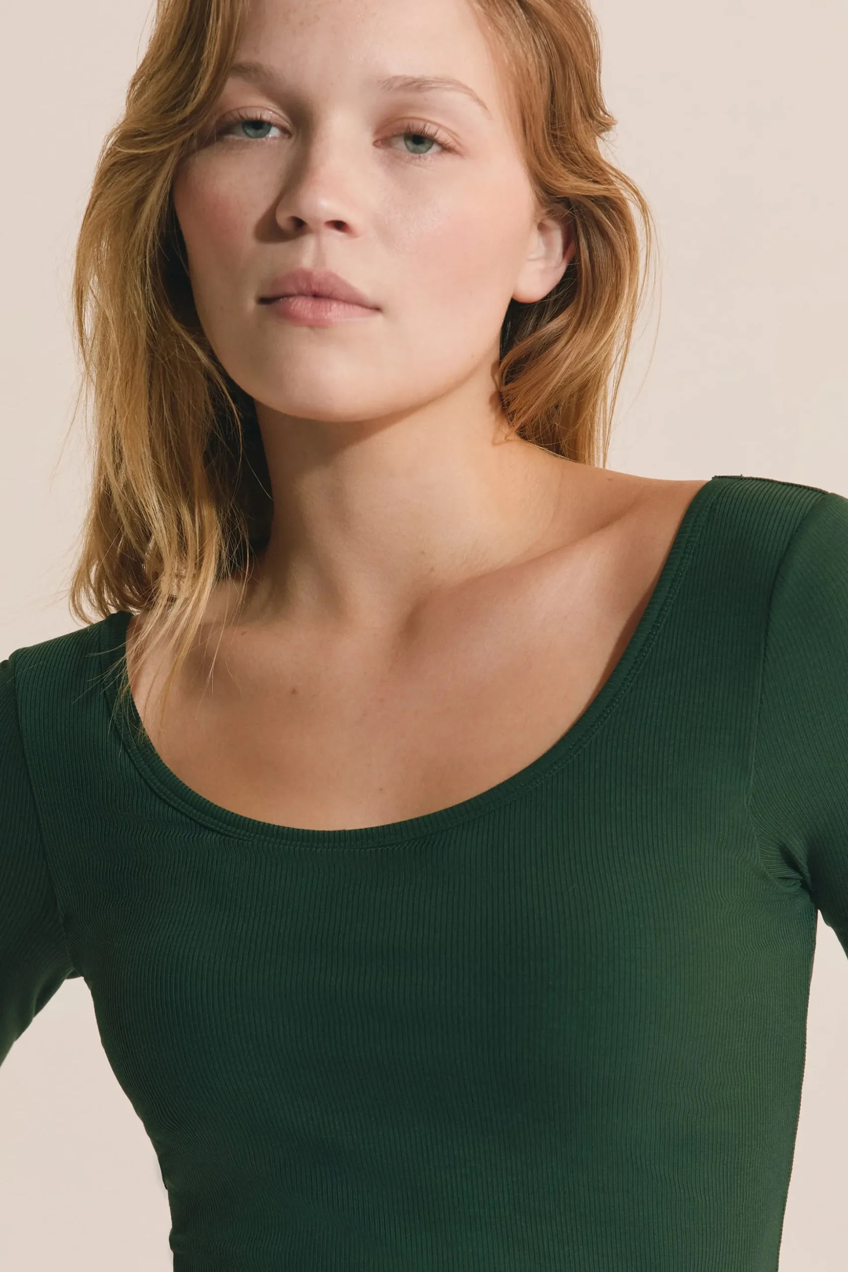 T-shirt manches longues col danseuse avec brassière intégrée