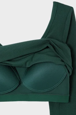 T-shirt manches longues col danseuse avec brassière intégrée