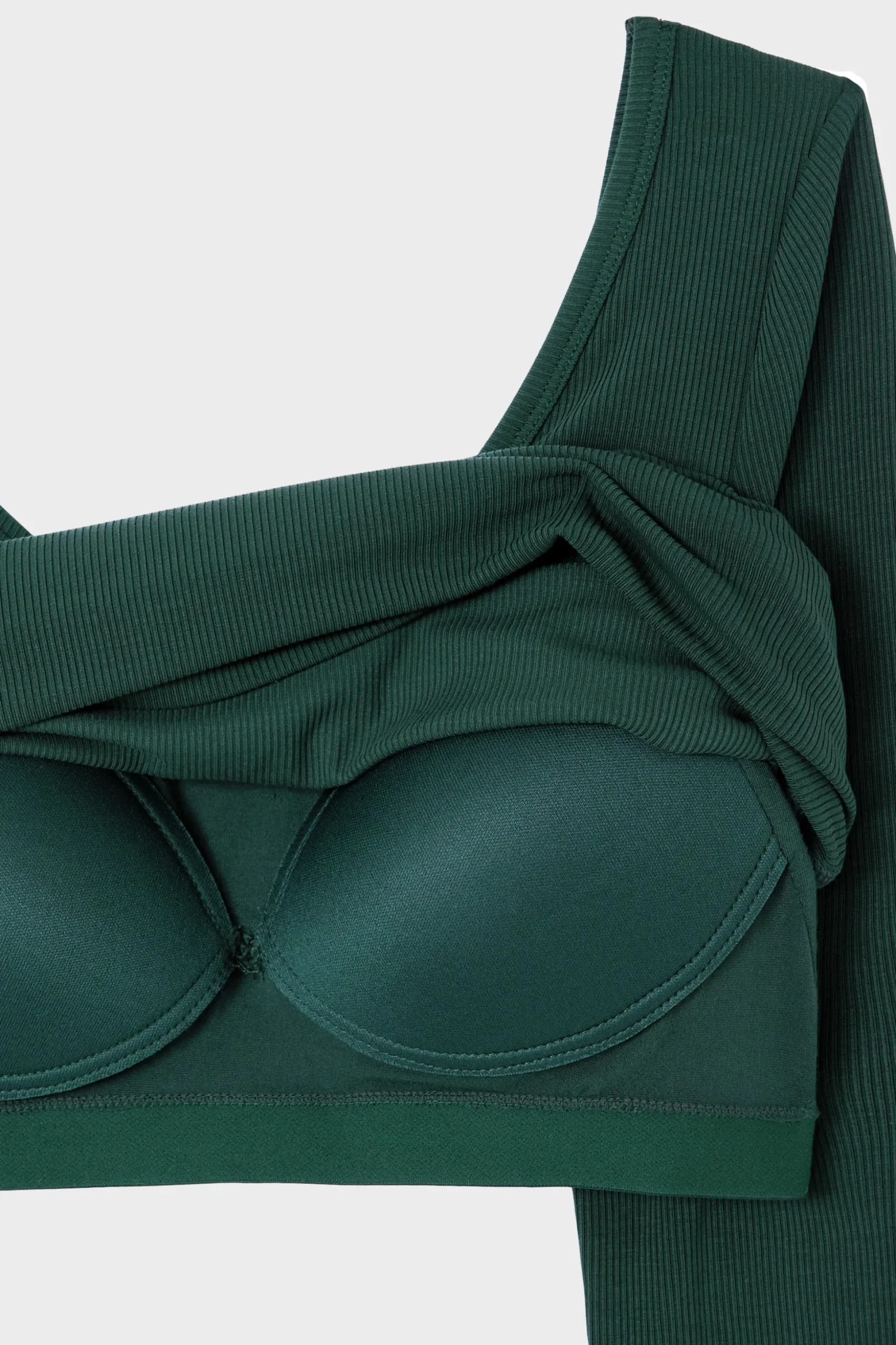 T-shirt manches longues col danseuse avec brassière intégrée