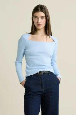 T-shirt manches longues encolure carrée