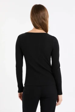 T-shirt manches longues en coton côtelé