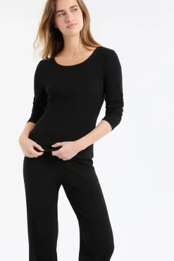 T-shirt manches longues en coton côtelé