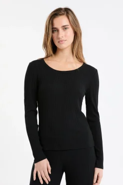 T-shirt manches longues en coton côtelé