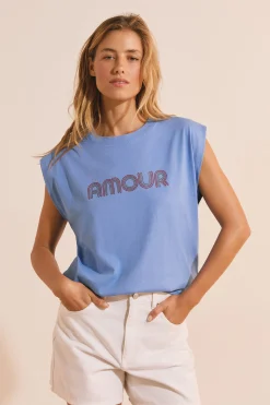T-shirt sans manches avec inscription 