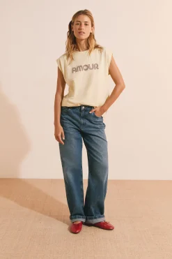 T-shirt sans manches avec inscription 