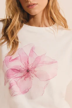 T-shirt sans manches à motif fleur