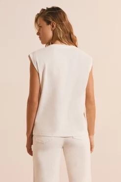 T-shirt sans manches à motif fleur