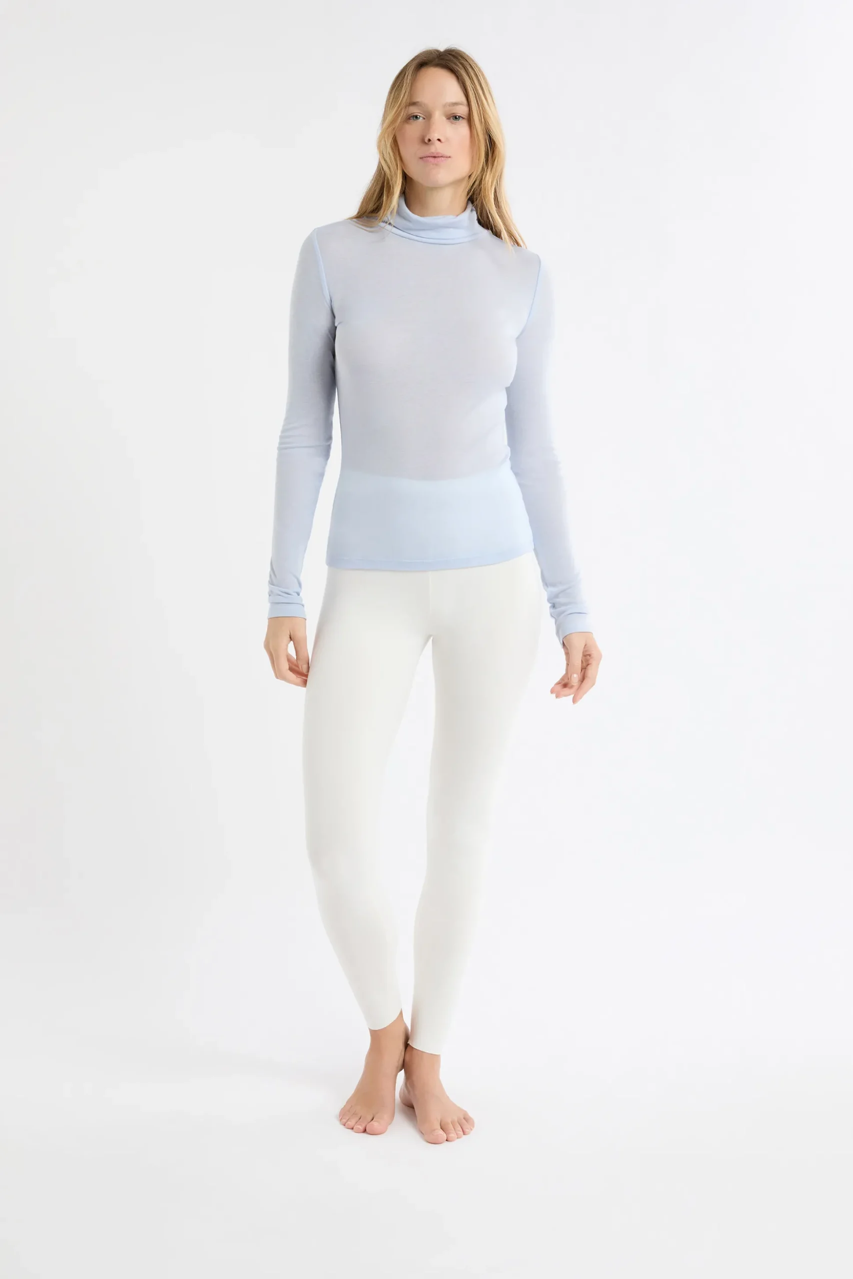 T-shirt thermique col roulé avec laine