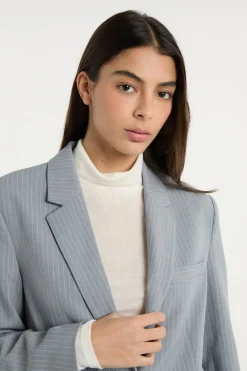 Veste blazer rayée boutonnée