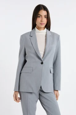 Veste blazer rayée boutonnée