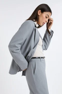 Veste blazer rayée boutonnée