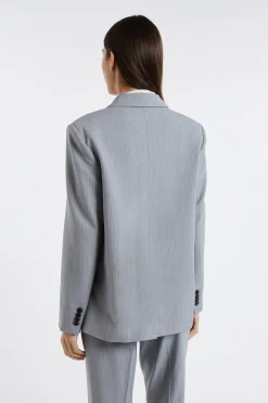 Veste blazer rayée boutonnée