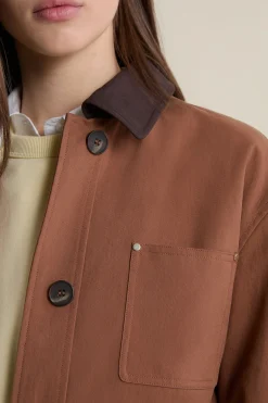 Veste mi-longue à col velours